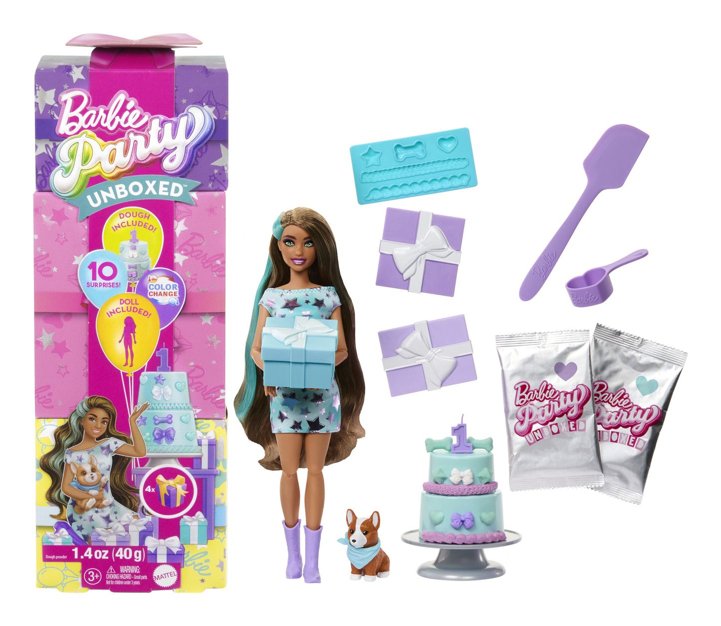 * Barbie Party Unboxed Pet Birthday - Doll 3 Blue