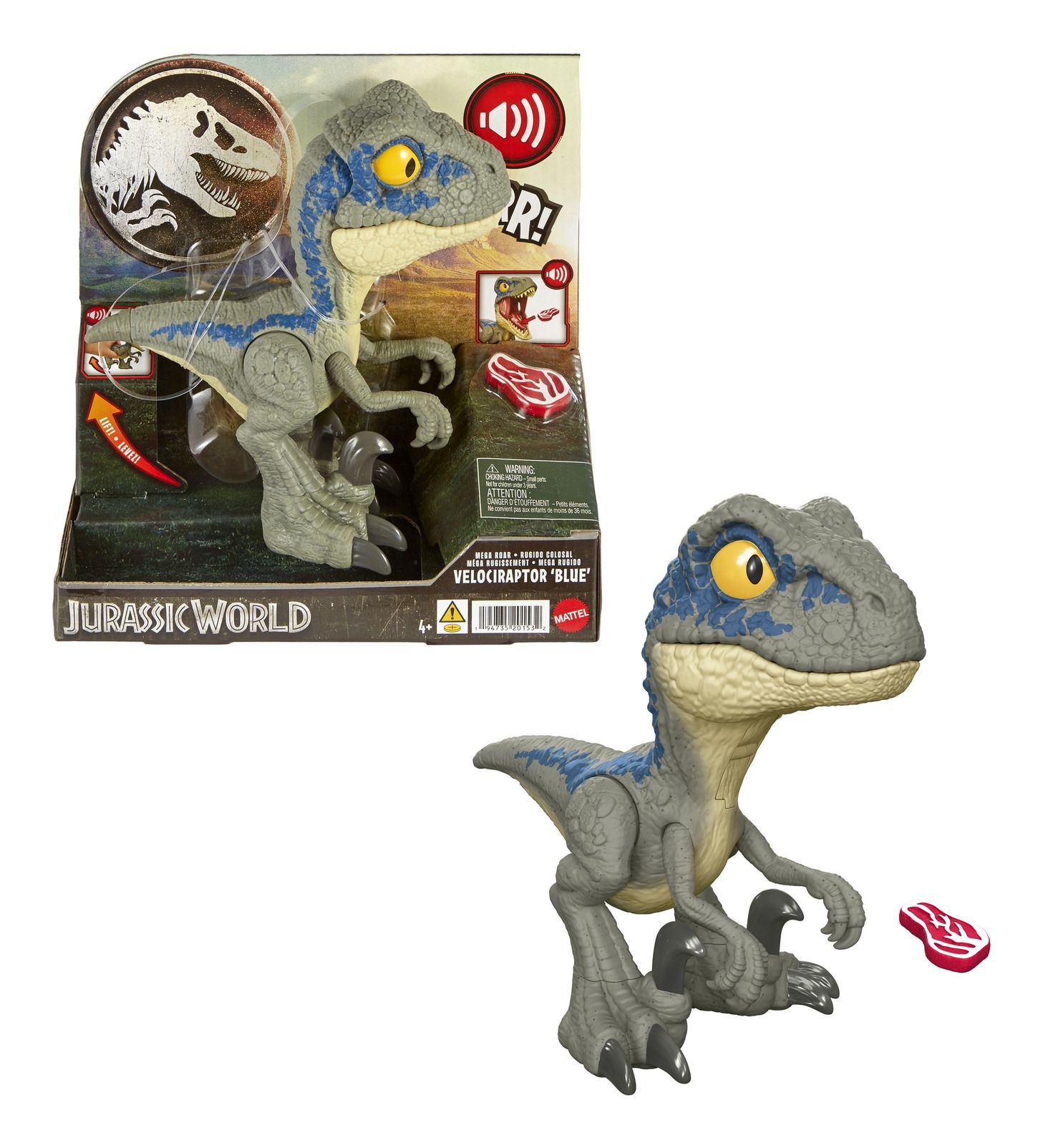 Jurassic World Mega Roar Velociraptor Blue