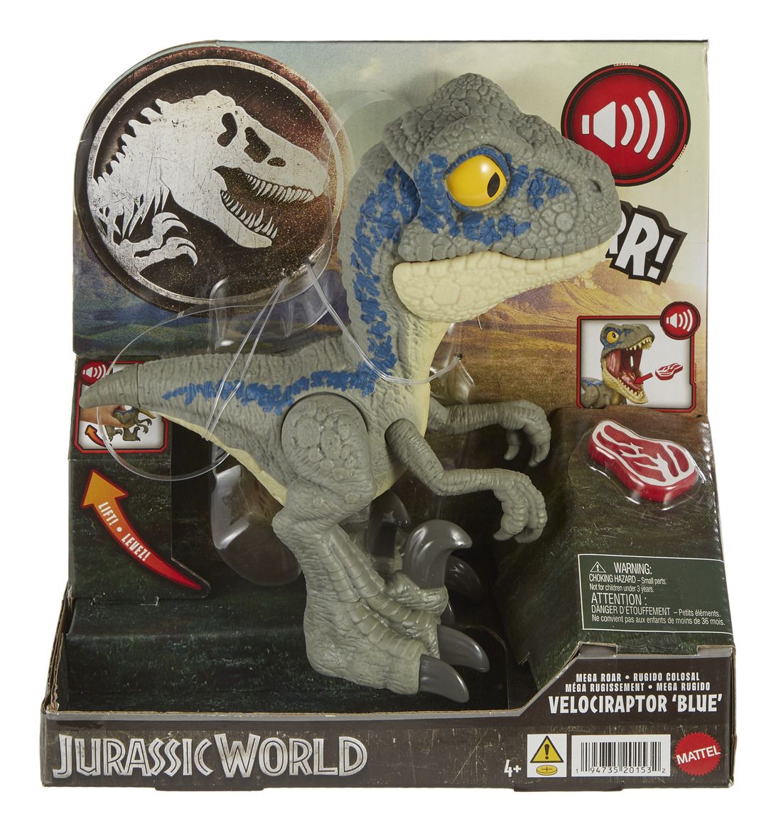 Jurassic World Mega Roar Velociraptor Blue