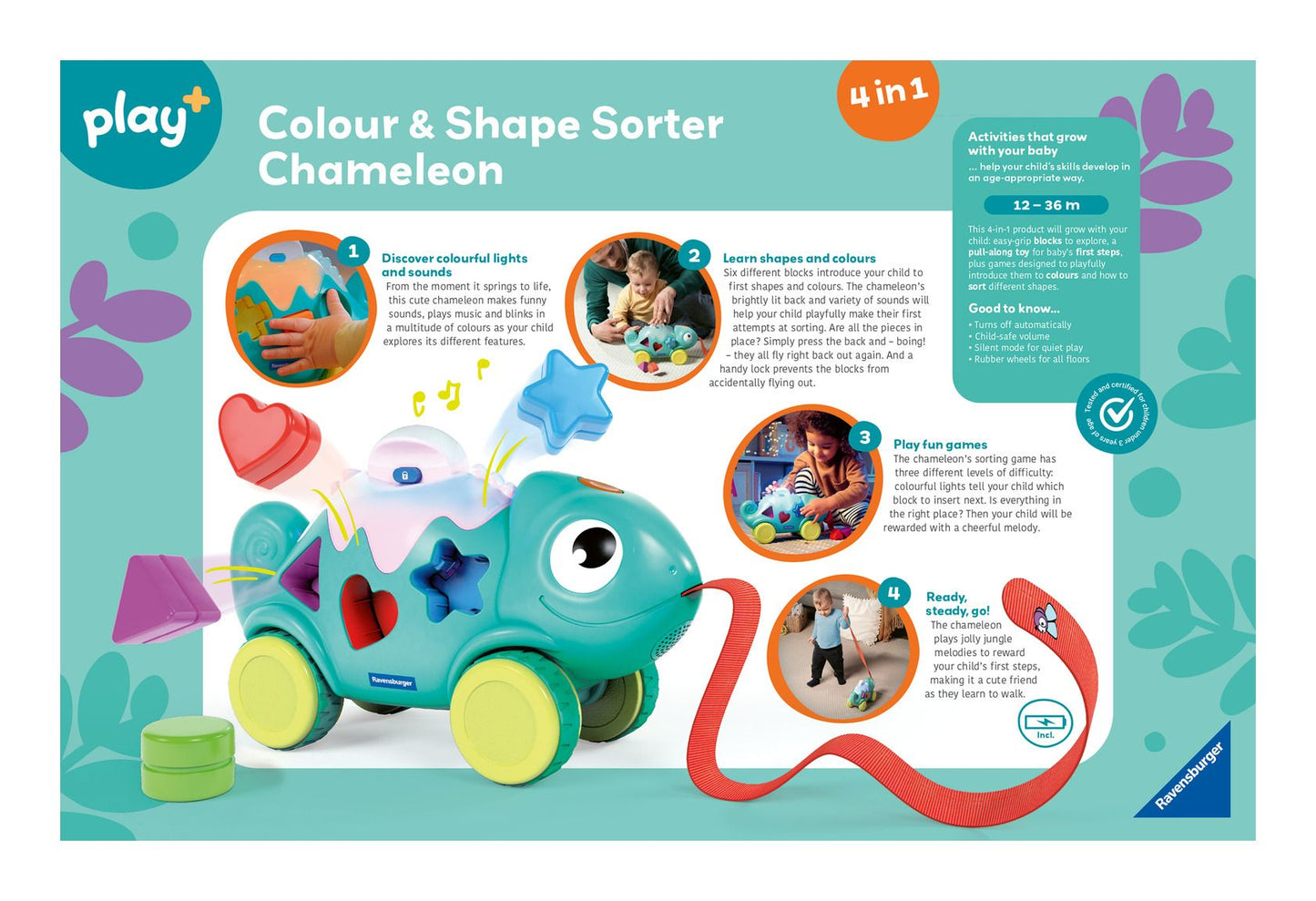 Play+ 4-in-1 Colour & Shape Sorter: Chameleon