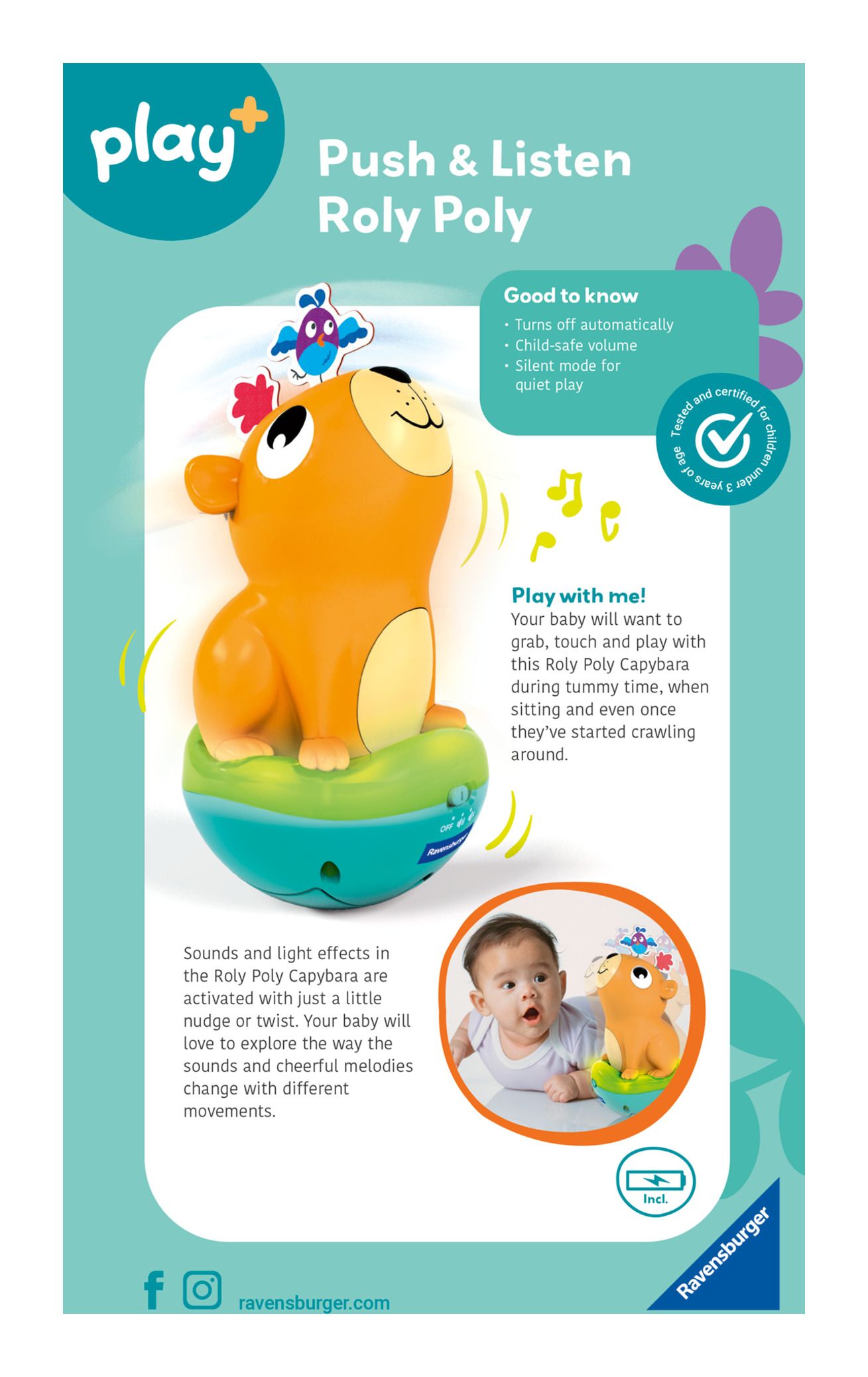 Play+ Push & Listen Roly Poly: Capybara