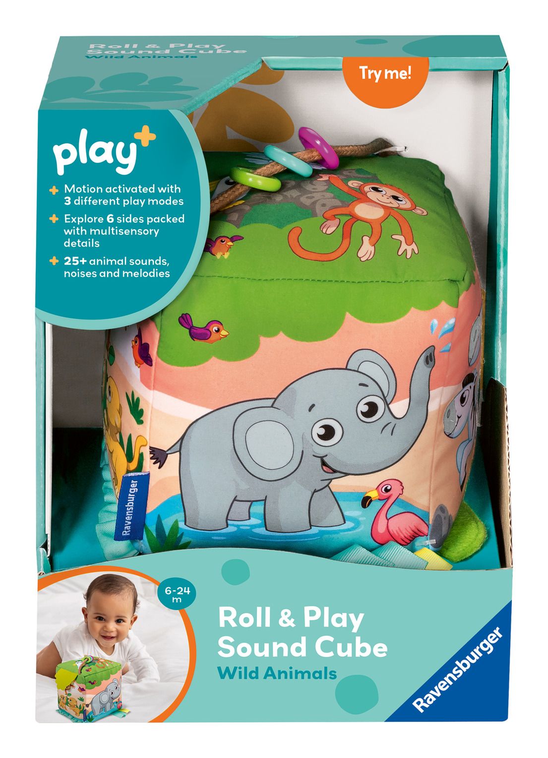 Play+ Roll & Play Sound Cube: Wild Animals