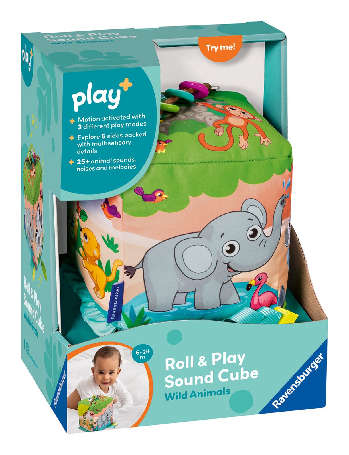 Play+ Roll & Play Sound Cube: Wild Animals