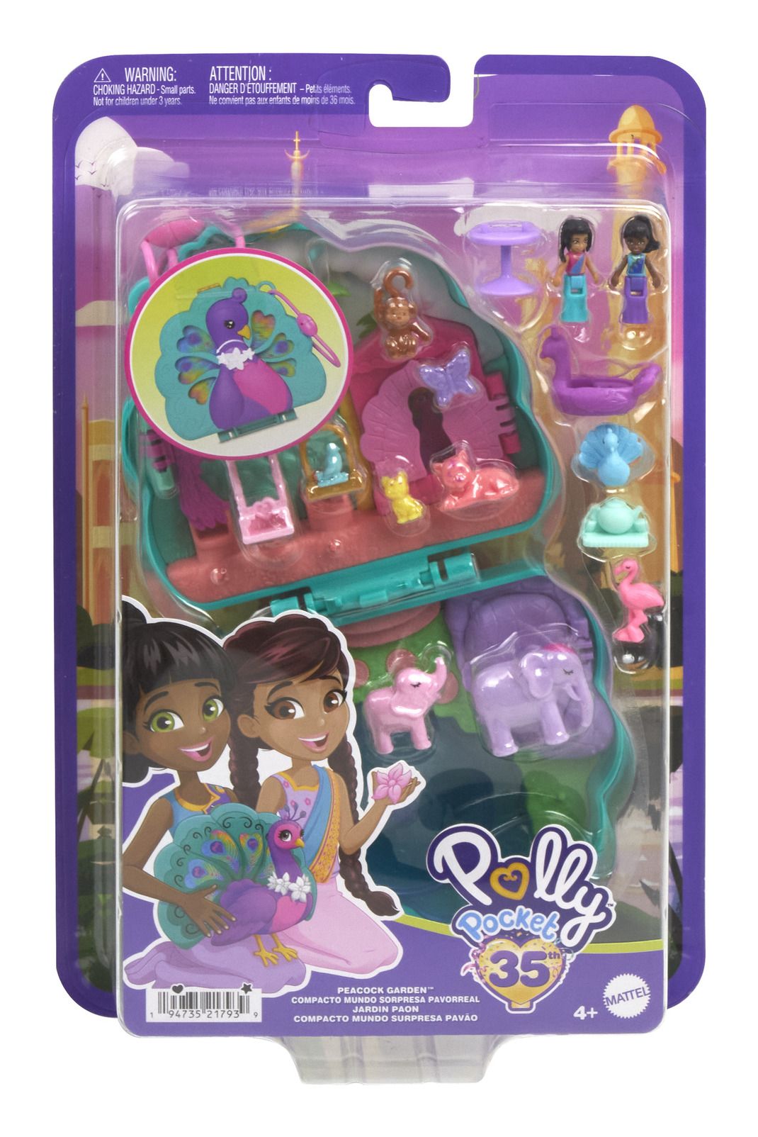 Polly Pocket India Peacock Animal Garden Compact