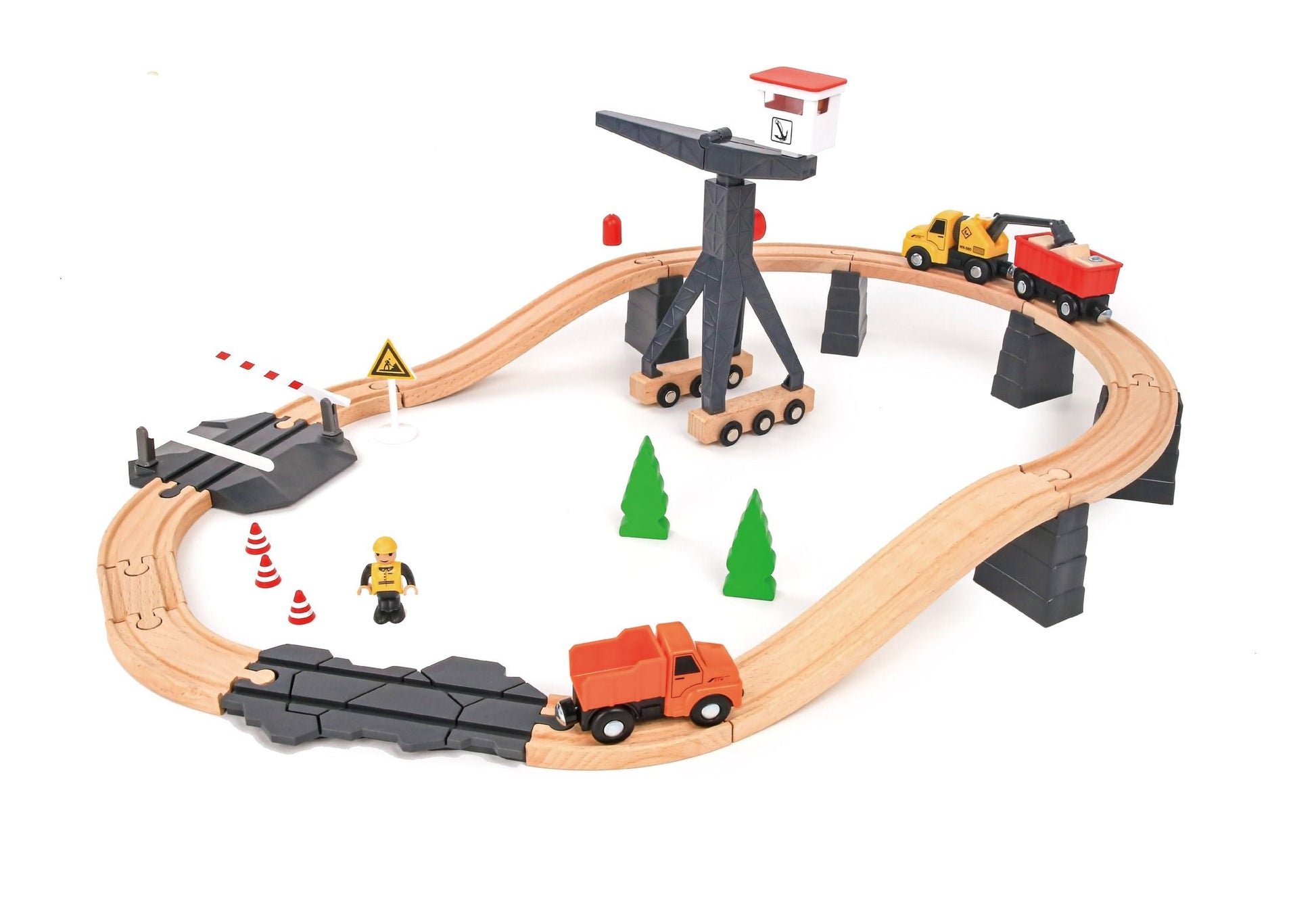 Wooden Construction Yard Train Set