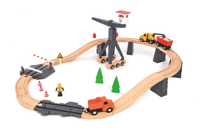 Wooden Construction Yard Train Set