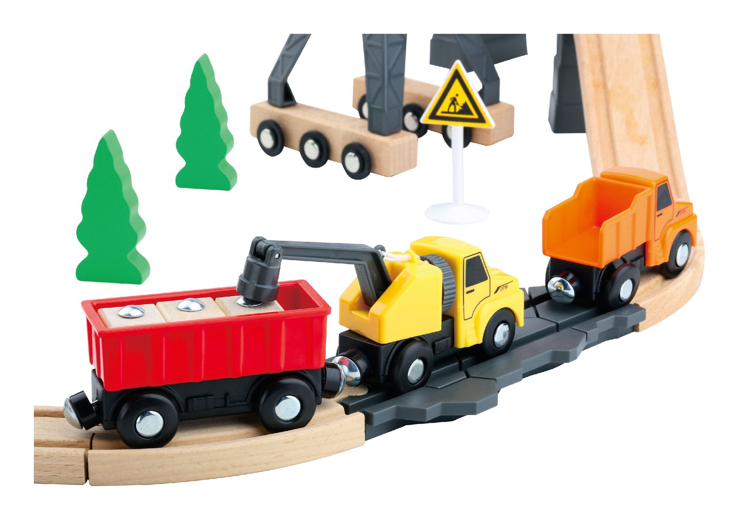 Wooden Construction Yard Train Set